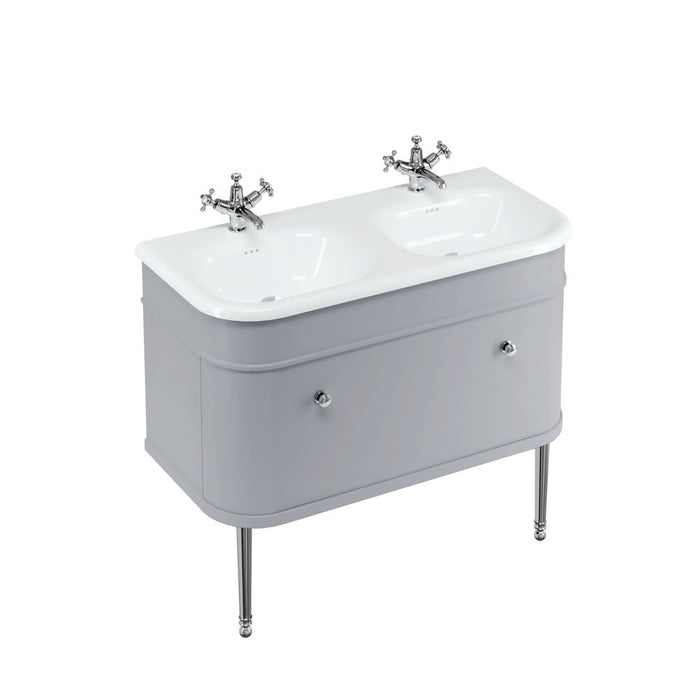 Burlington Chalfont 1 Drawer Floorstanding Vanity Unit With Basin, Legs And Handles - 1000mm