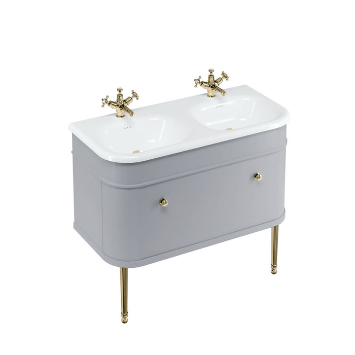 Burlington Chalfont 1 Drawer Floorstanding Vanity Unit With Basin, Legs And Handles - 1000mm