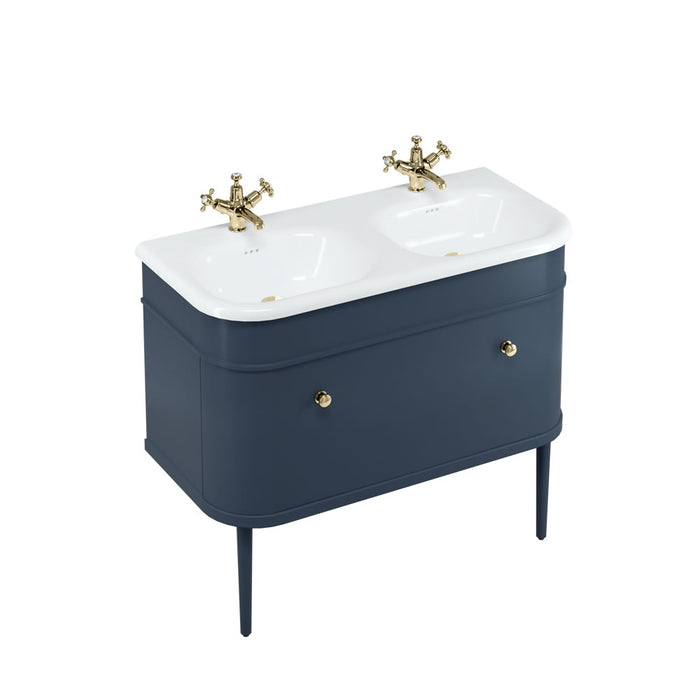 Burlington Chalfont 1 Drawer Floorstanding Vanity Unit With Basin, Legs And Handles - 1000mm