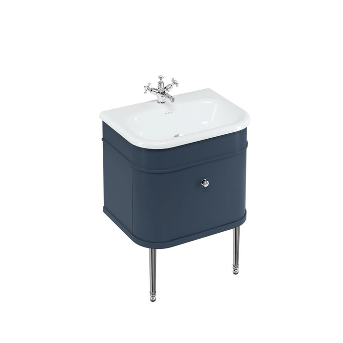 Burlington Chalfont 1 Drawer Floorstanding Vanity Unit With Basin, Legs And Handles - 625mm