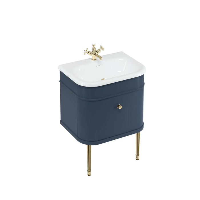 Burlington Chalfont 1 Drawer Floorstanding Vanity Unit With Basin, Legs And Handles - 625mm
