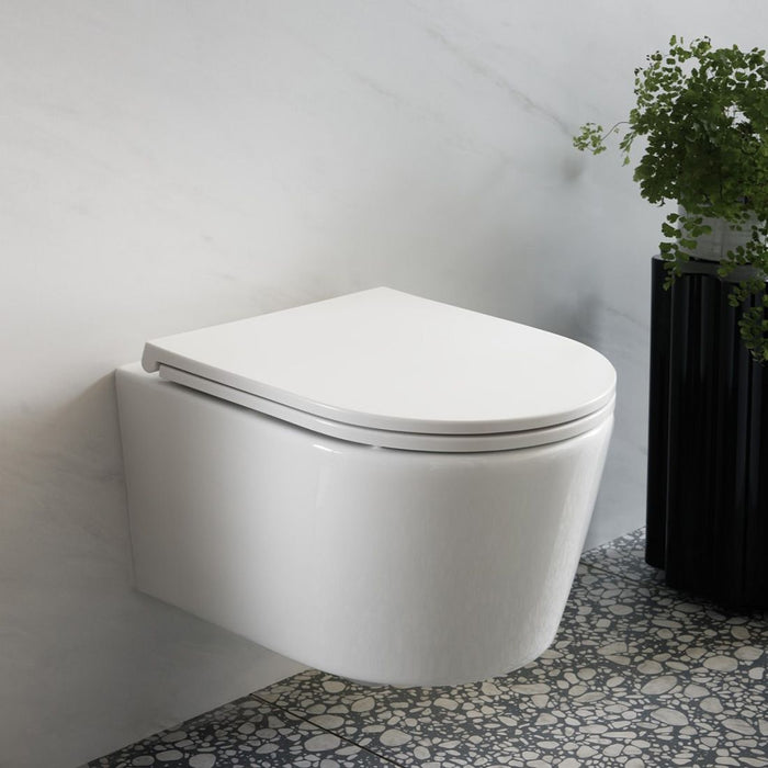 Vado Cameo Round Rimless Wall Hung Toilet With Slimline Soft Close Seat And Hinges
