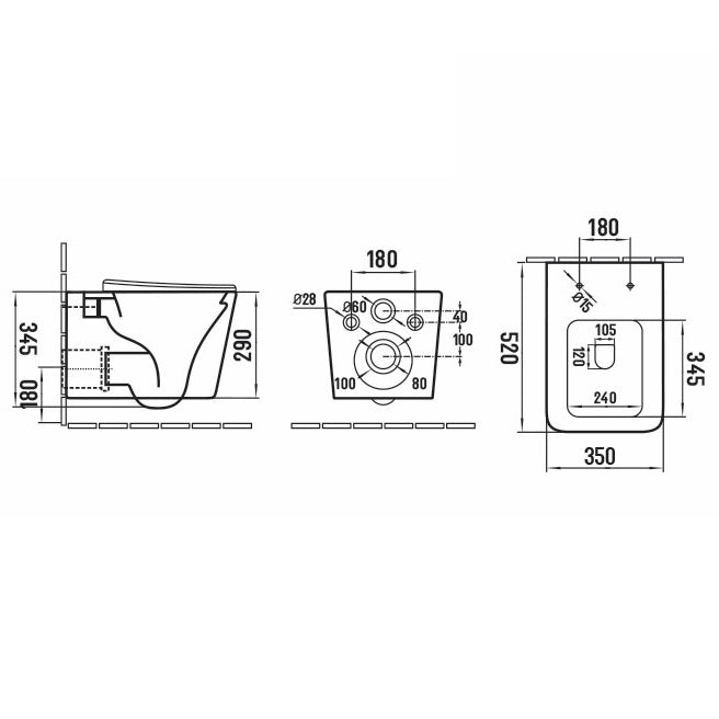 Scudo Riviera Rimless Square Wall Hung Toilet with Soft Close Seat