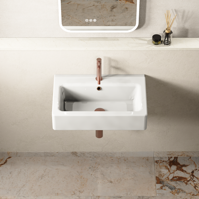 Crosswater Air Wall Hung Basin With Overflow - 600mm Wide - 1 Tap Hole - White