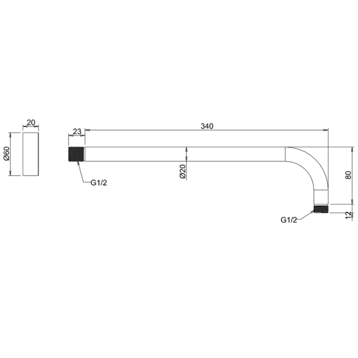 Crosswater Fusion Shower Head With Shower Arm - Chrome