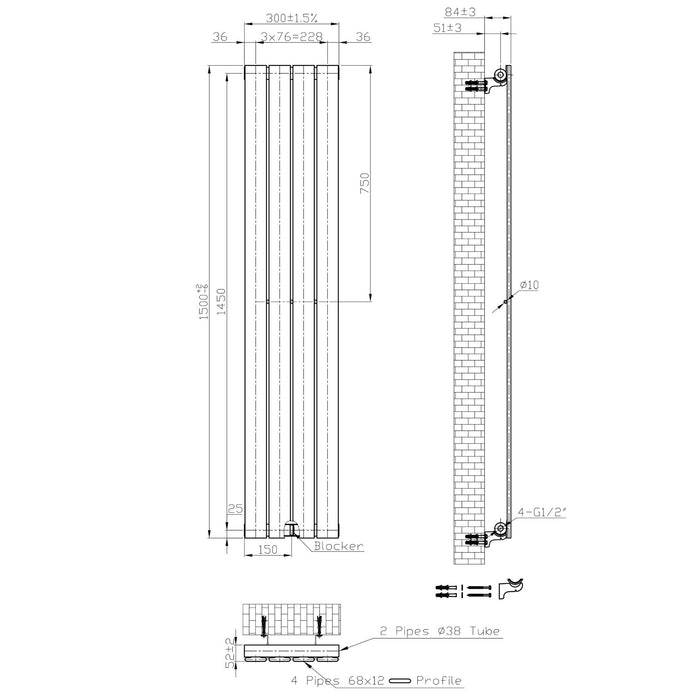 Eastbrook Warrington Type10 Designer Radiator - Brushed Brass