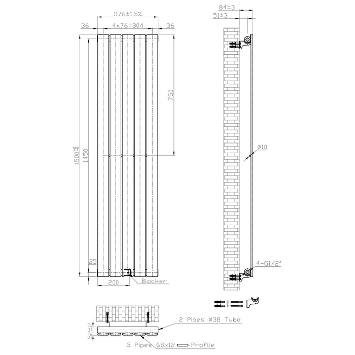 Eastbrook Warrington Type10 Designer Radiator - Brushed Brass