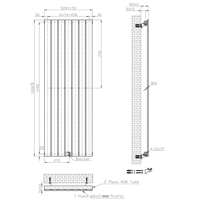 Eastbrook Warrington Type10 Designer Radiator - Brushed Brass