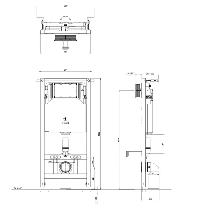 Crosswater MPRO 1120mm Concealed Cistern Toilet Frame Set 3