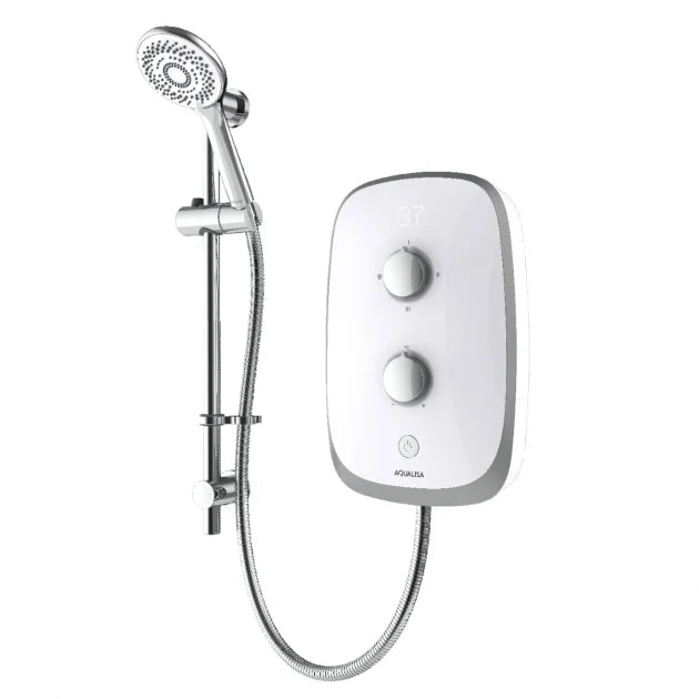 Aqualisa eVOLVE Electric Shower with Satin Silver Riser Kit
