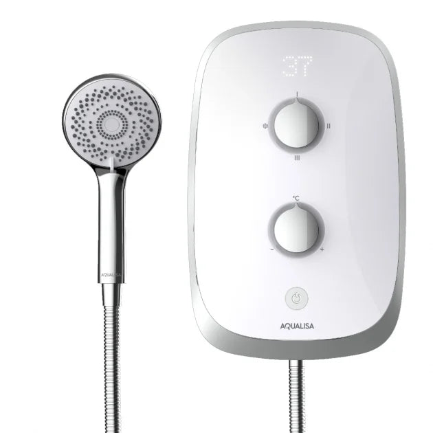 Aqualisa eVOLVE Electric Shower with Satin Silver Riser Kit