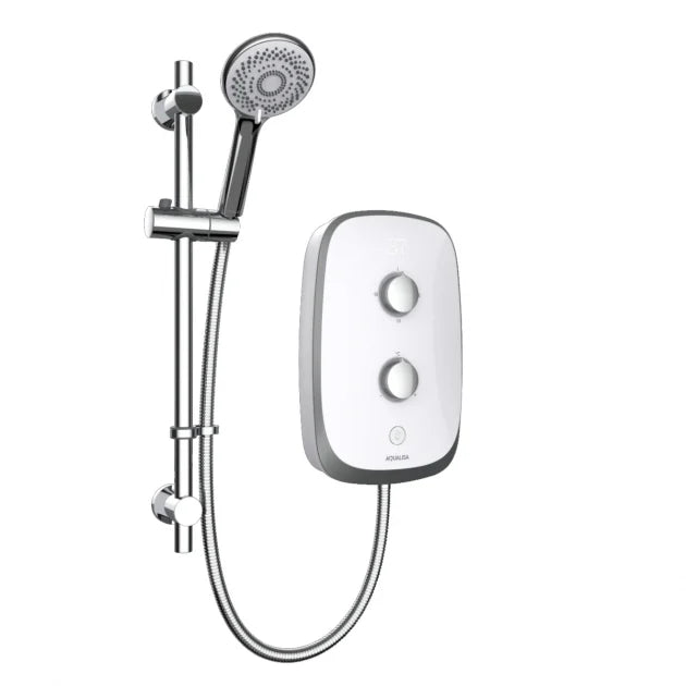 Aqualisa eVOLVE Electric Shower with Satin Silver Riser Kit