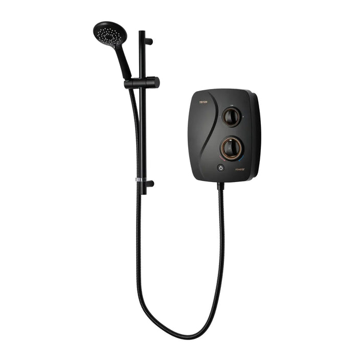Triton Novel SR Thermostatic Power Shower in Matt Black with Rail Kit