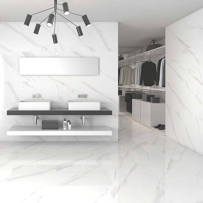Altessa Marble Effect Glossy Porcelain Wall & Floor Tile
