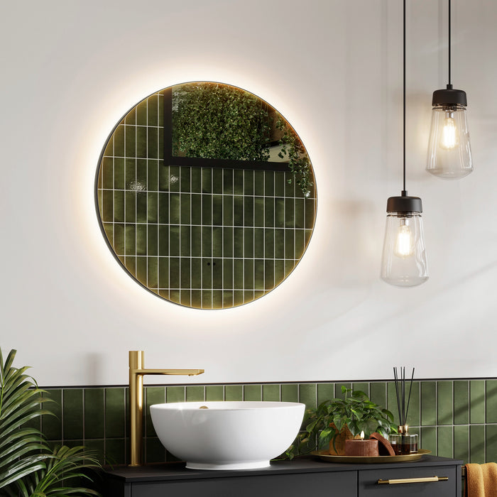 HiB Arcane Round Framed LED Illuminated Mirror