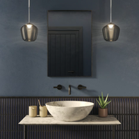 Astro Nara Taper Ribbed Glass Shade - Smoke - Bathroom