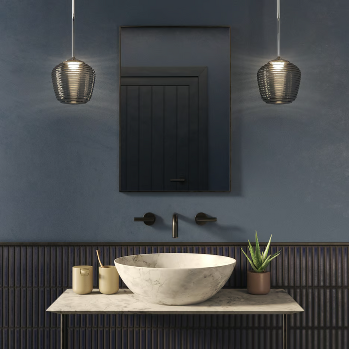 Astro Nara Taper Ribbed Glass Shade - Smoke - Bathroom
