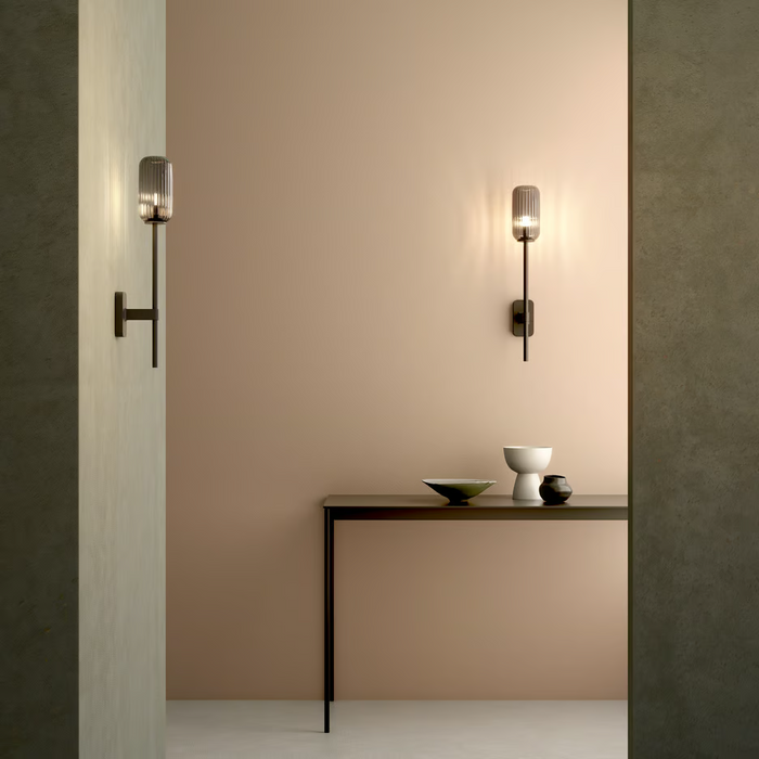 Astro Tacoma Reed Ribbed Glass Shade - Smoke - Bathroom