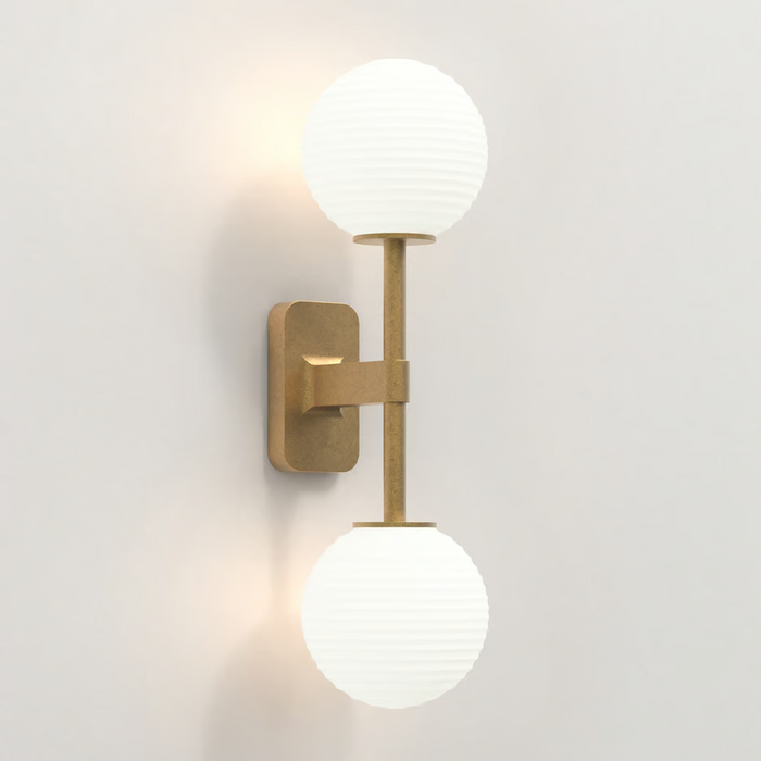 Astro Tacoma Twin Wall Light - Antique Brass - Bathroom