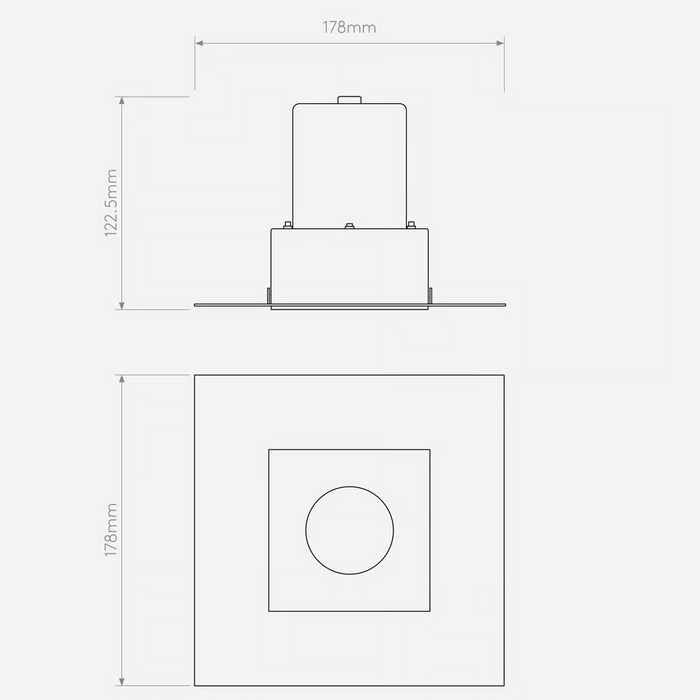 Astro Trimless Square Ceiling Light - Matt White/Matt Black