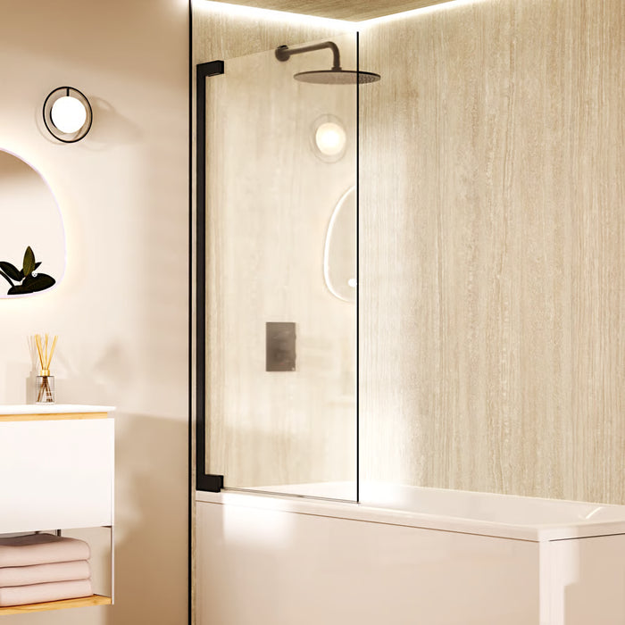 Crosswater Asura Hinged Bath Screen - 8mm Glass - 900mm Wide