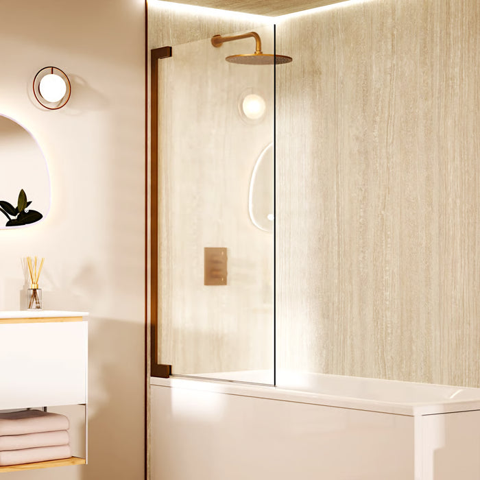 Crosswater Asura Hinged Bath Screen - 8mm Glass - 900mm Wide