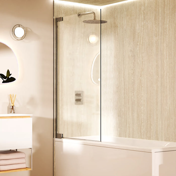 Crosswater Asura Hinged Bath Screen - 8mm Glass - 900mm Wide