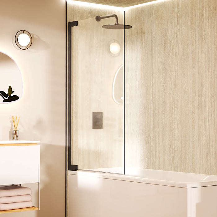 Crosswater Asura Hinged Bath Screen - 8mm Glass - 900mm Wide