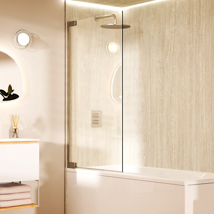 Crosswater Asura Hinged Bath Screen - 8mm Glass - 900mm Wide