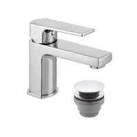 Vado Axces Ekko Mini Mono Basin Mixer Tap With Push Basin Waste - Chrome