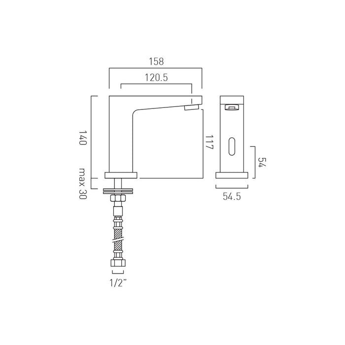 Vado PROJECT LINE Ava infra-red Mono Basin Mixer Tap(mains or battery operated) - Chrome