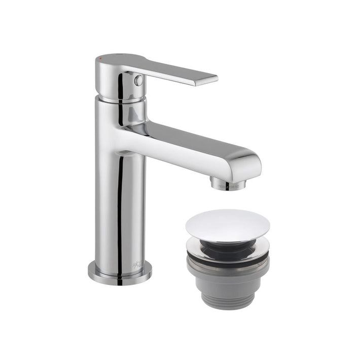 Vado Irlo Mini Mono Basin Mixer Tap With Push Basin Waste - Chrome