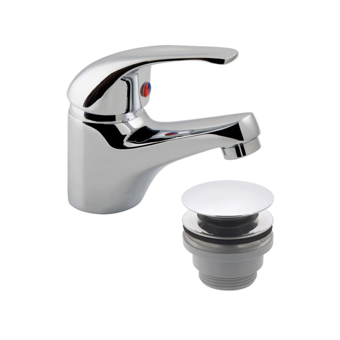 Vado Matrix Mono Basin Mixer Tap with Push Basin Waste - Chrome