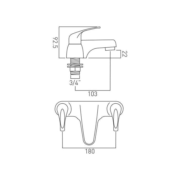 Vado Matrix Deck Mounted 2 Holes Bath Filler Tap - Chrome