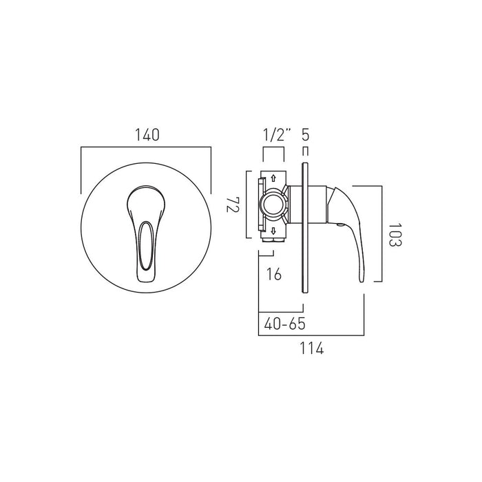 Vado Matrix 1 Outlet Concealed Manual Shower Valve - Chrome