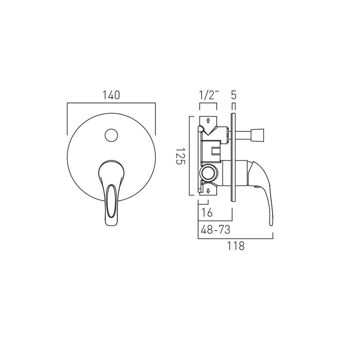 Vado Matrix 2 Outlet Concealed Manual Shower Valve with Diverter - Chrome