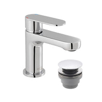 Vado Metiz Mini Mono Basin Mixer Tap With Push Basin Waste - Chrome