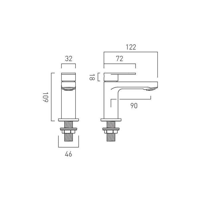 Vado Metiz Basin Pillar Taps - Chrome