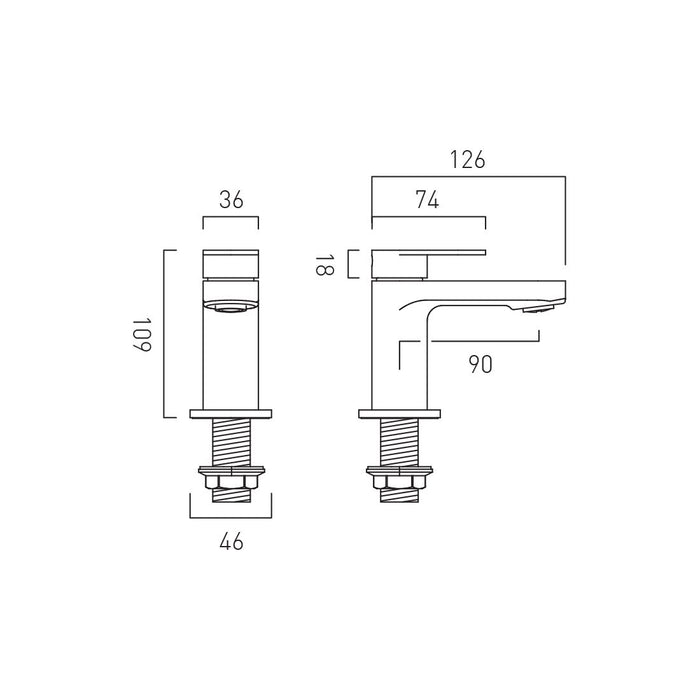 Vado Metiz Bath Pillar Taps - Chrome