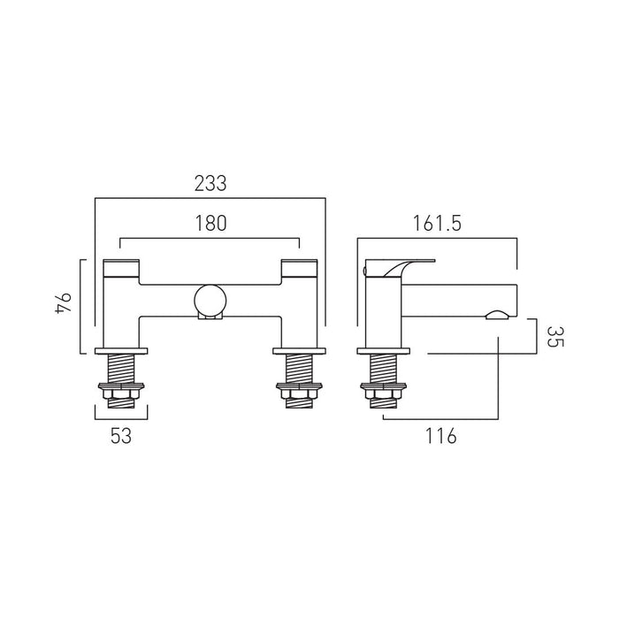 Vado Metiz Deck Mounted Bath Filler Tap - Chrome