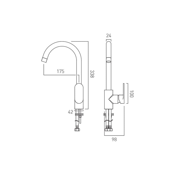 Vado Metiz Mono Kitchen Mixer Tap - Chrome