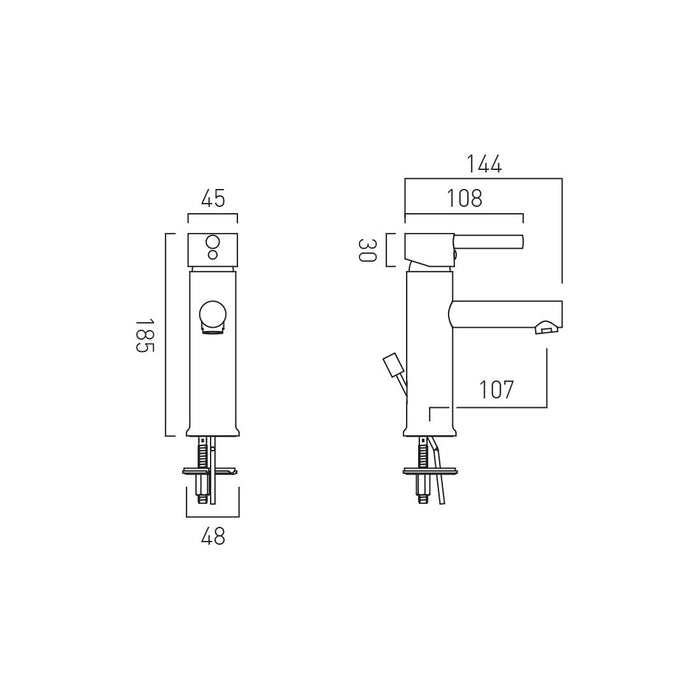 Vado Nuri Mono Basin Mixer Tap With Pop-Up Waste - Chrome