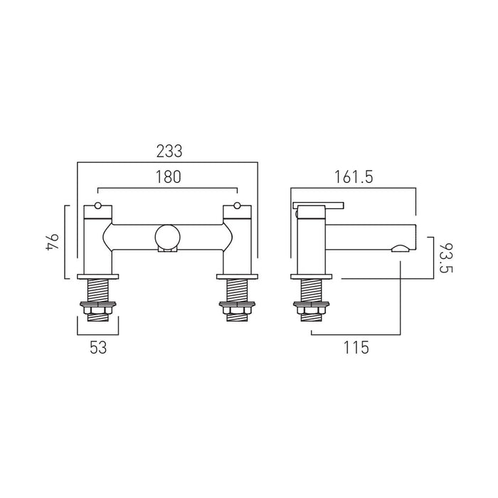Vado Nuri Deck Mounted Bath Filler Tap - Chrome