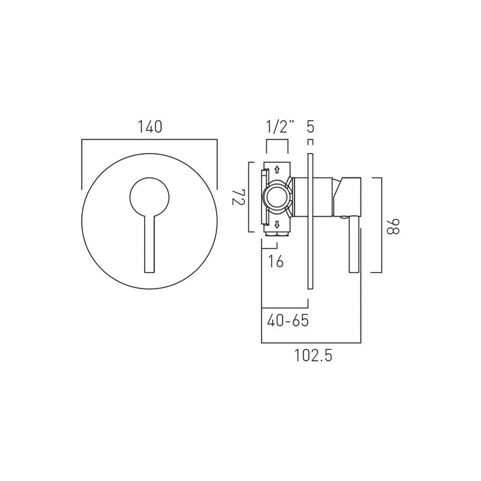 Vado Nuri 1 Outlet Concealed Manual Shower Valve - Chrome