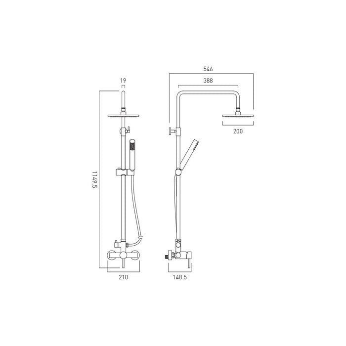 Vado Nuri Adjustable Shower Column - Chrome