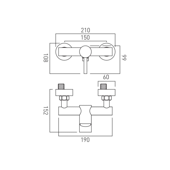 Vado Nuri Wall Mounted Exposed Manual Shower Valve - Chrome