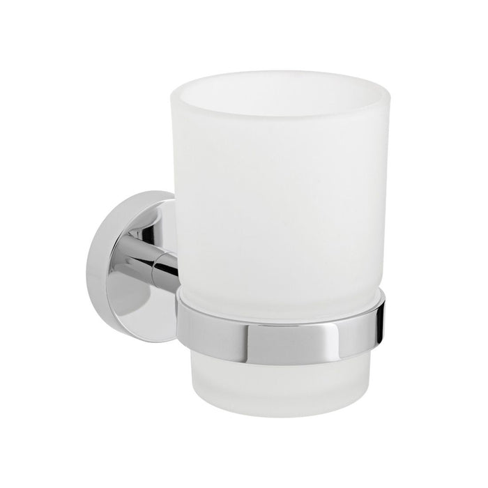 Vado Sirkel Frosted Glass Tumbler And Holder - Chrome