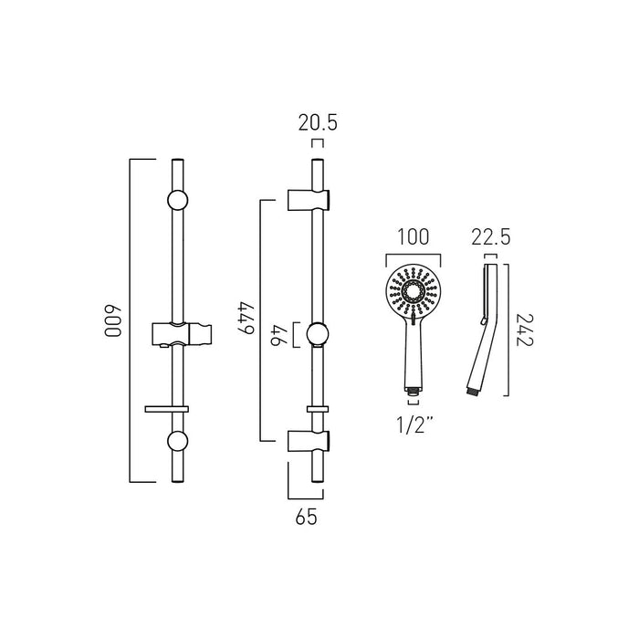 Vado Sirkel Multi Function Slide Rail Kit - Chrome