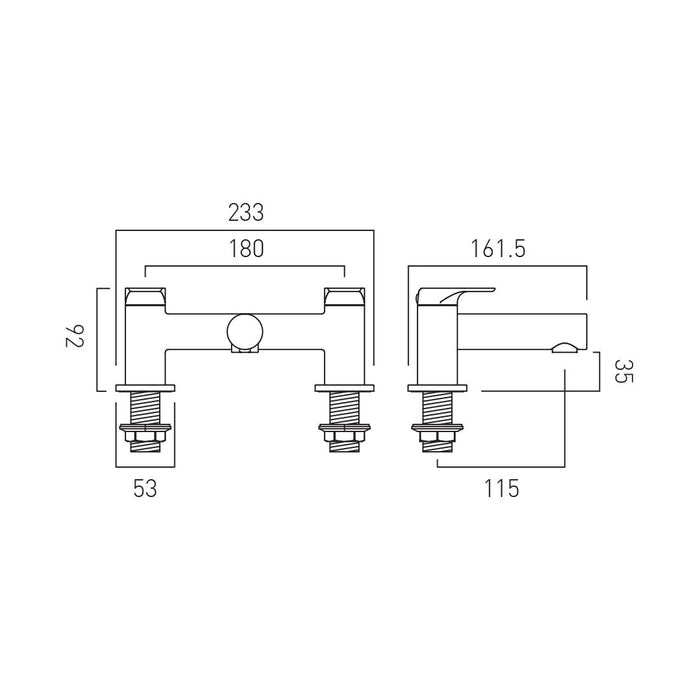 Vado Vala Deck Mounted Bath Filler Tap - Chrome