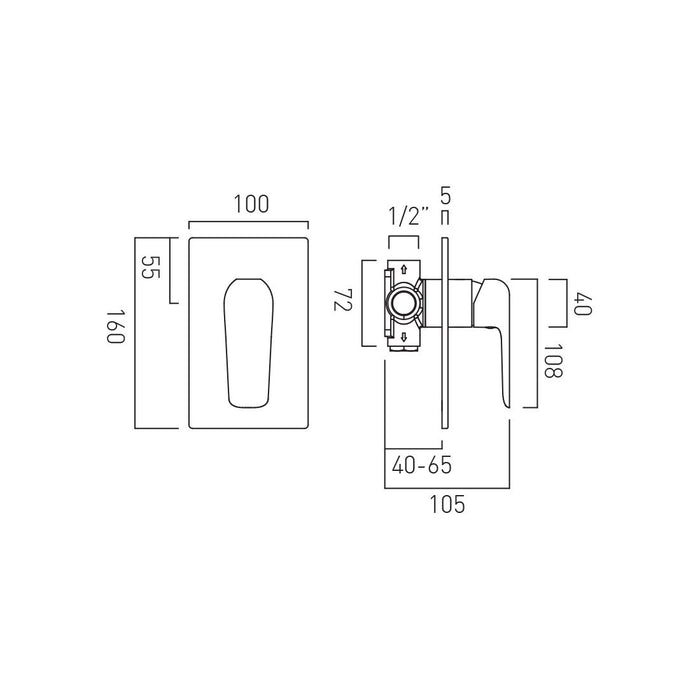Vado Vala 1 Outlet Concealed Manual Shower Valve - Chrome